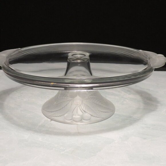 80s Mikasa Crystal Bountiful Footed Cake Stand Raised Frosted Cherry  - Picture 1 of 6